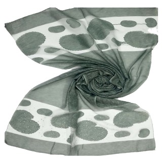 Double sided diamond studded tissue Stole - Fern Green